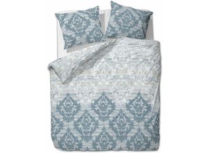 4055971074716 - Etérea - Renforcé Baumwoll Bettwäsche Barock Blau 200x220 cm + 2 Stk 80x80 cm - Blau