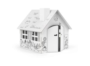 Image of Spielhaus xxl 1,2 x 1,15 x 1,13 m aus Pappe Pappspielhaus Karton Haus - Spielhaus Gartenhaus zum Ausmalen - Foldzilla