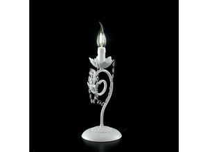 8050713210632 - Bonetti Illumina - Tischlampe aus weißem Eisen Shabby Strass Damast ein Licht 16x h39 cm