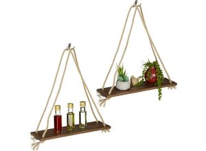 4052025289324 - Hängeregal Holz 2er Set Seil Regal Deko Pflanzen Wohnzimmer Küche Schweberegal 49 x 43 x 13 cm braun - Relaxdays 4052025289324 - Hängeregal Holz 2er Set Seil Regal Deko Pflanzen Wohnzimmer Küche Schweberegal 49 x 43 x 13 cm braun - Relaxdays