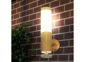 9007371488865 - - Außenlampe Wandleuchte Aussen Edelstahl led Balkon Aussenleuchte Wand Holz Optik mit Deko led 1x E27 BxH 85 x 35 cm