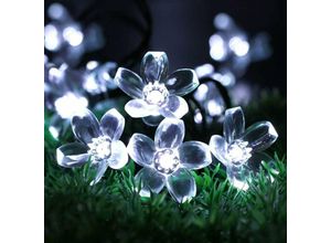 Image of Solar-Blumen-Lichterketten für den Außenbereich, wasserdicht, 7 m, 50 LEDs, Blume, Sakura, Pfirsich, Solar-Lichterkette für Garten, Weihnachtshäuser,