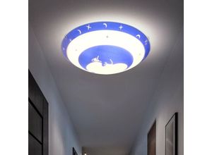 4059157236653 - Globo Lighting - Deckenleuchte Kinderzimmer Glas Kinder Schlafzimmerleuchte Sterne Baby Kinderleuchte Deckenlampe Mond blau Metall 1x E27 DxH 30x9