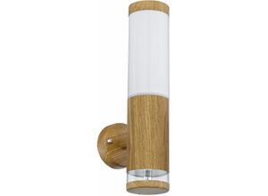 4059157191211 - Wandleuchte Aussen Edelstahl led Außenlampe Balkon Aussenleuchte Wand Fernbedienung dimmbar Holz Optik mit Deko led 1x rgb led 9W warmweiß BxH 85