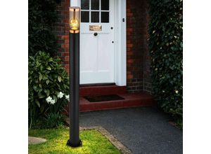 4059157324770 - Wegeleuchte Pollerleuchte außen Gartenlampen schwarz IP44 Standleuchte Terrasse Balkon Edelstahl Kupfer rauchfarben 1x E27 Fassung DxH 127x110cm 4059157324770 - Wegeleuchte Pollerleuchte außen Gartenlampen schwarz IP44 Standleuchte Terrasse Balkon Edelstahl Kupfer rauchfarben 1x E27 Fassung DxH 127x110cm