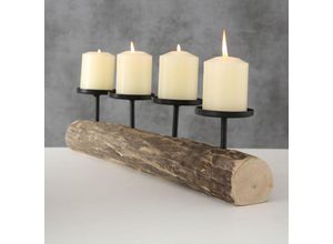 4260625744222 - Spetebo - Eukalyptus Kerzenhalter 51 cm - für 4 Kerzen - Holz Kerzen Ständer Adventskranz