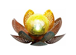 Image of Led Garten Solar Lampe Tisch Leuchte Lotus Blume Deko Beleuchtung Balkon Hof Leuchte grün gold
