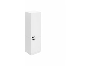 Image of Kühlschrank Schrank Hochschrank Küche ssl. 60 cm Breite und 204 cm Höhe. Einbauschrank für Kühlschrank mit 2 Türen, Weiß matt - Belini