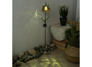 Image of Led Außen Solar Steck Leuchte Blume Crackle-Glas Kugel Lampe Garten Strahler gold-grün Erdspieß