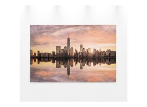 4059432205107 - Leinwandbild AS CRÉATION Skyline NY Bilder Gr B H 90 cm x 60 cm New York Querformat 1 St bunt (grau orange gelb) Leinwandbilder Skyline Bild Keilrahmen Großstadt