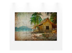 4059432206388 - Leinwandbild AS CRÉATION tahiti Bilder Gr B H 90 cm x 60 cm Strand-Meer Querformat 1 St grün (braun beige grün) Leinwandbilder Keilrahmen Bild Insel