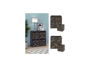 4066731049547 - Raumteiler Würfelregal Standregal Tetra Schwarz Faltbox Wohnzimmer Regal 73x72 cm modern Ablage 4 Fächer Dekoregal Ordnerregal Aufbewahrung