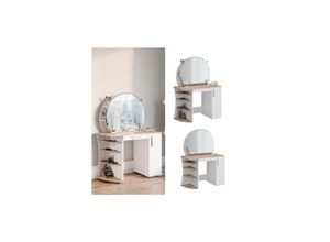 4066731230174 - Schminktisch Frisiertisch Kosmetiktisch Almina Weiß Sonoma Schminkspiegel 100x143 modern Schlafzimmerkommode Schminkkommode Schublade Frisierkommode Make-Up-Tisch 4066731230174 - Schminktisch Frisiertisch Kosmetiktisch Almina Weiß Sonoma Schminkspiegel 100x143 modern Schlafzimmerkommode Schminkkommode Schublade Frisierkommode Make-Up-Tisch