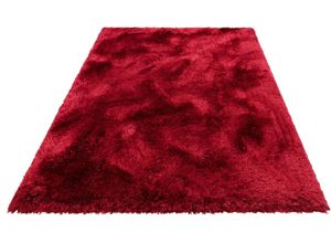 Image of Hochflor-Teppich LEONIQUE "Lasse, Mikrofaser Teppich" Teppiche Gr. B/L: 120 cm x 180 cm, 76 mm, 1 St., rot (bordeau) Esszimmerteppiche