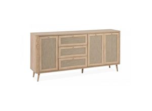 0645656399889 - Toscohome - Sideboard 175 cm mit 3 Schubladen und 3 Türen in Raffia-Effekt Farbe sonoma oak - KUTA51A