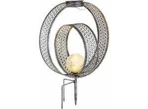 4059157285163 - Solarlampe orientalische Kugel Dekoleuchte Garten Solar Solarlampe Metall für Außen Crackle Glas Erdspieß 1x led 006W warmweiß LxBxH 30x20x42 cm