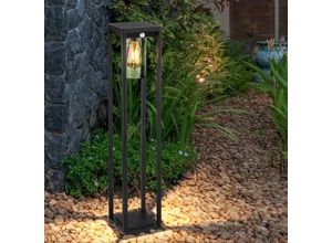 4059157287969 - Etc-shop - Gartenlampe mit Bewegungsmelder Außen Aussenstehleuchte Bewegungsmelder Wegebeleuchtung Aussen Boden Alu schwarz 1xE27 LxBxH 155x15x80