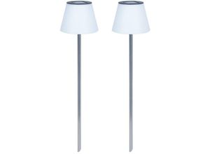 4059157289918 - Gartenstehlampen Wegeleuchte IP44 Solarleuchte Akku Außenleuchte Terrasse Erdspieß Edelstahl silber weiß 10x led kaltweiß DxH 18x90cm 2er Set