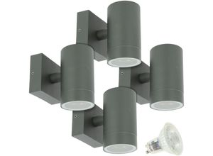 3700710828792 - Arum Lighting - Set aus 4 venice Außen-Wandleuchten in Anthrazitgrau mit Einzelstrahl und 4 GU10-5-W-LED-Lampen Température de Couleur Blanc neutre