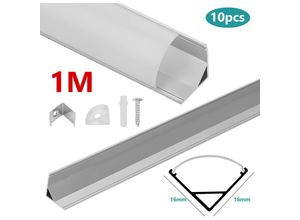 0726505128697 - 10x1m led Aluminium Profil led Leiste Leiste Inner Alu Schiene ModelleV-form - Silber - Hengda