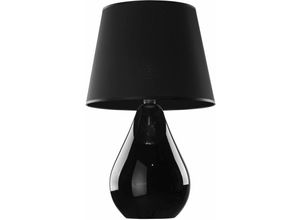 4255596629289 - Licht-erlebnisse - Tischleuchte Schwarz Stoff Glas 67 cm Modern E27 Nachttischlampe Schlafzimmer - Schwarz