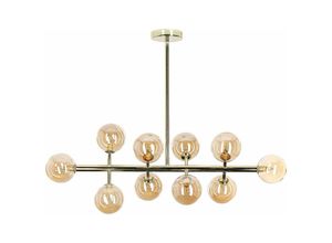 Image of Hängeleuchte mit 10 goldfarbenen Stahllampen Wohnzimmer Esszimmer modern minimalistisch