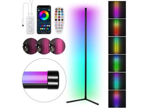 9441000567475 - Led Stehleuchte 7W rgb Stehlampe Eckleuchte Helligkeit Einstellbarer Ecklampe mit Fernbedienung&Bluetooth app Control 156CM Dimmbar - Schwarz