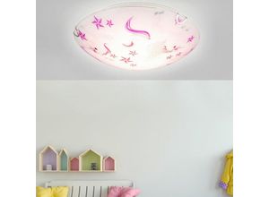 9007371382132 - - led Decken Leuchte rund Kinder Zimmer Beleuchtung Sterne Einhörner bordeaux rosa weiss 40609-16