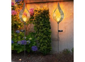 Image of Solarleuchte Steckleuchte Flamme Garten Stecklampe Solar Garten Deko für Außen mit Erdspieß und Lichteffekt, 1x led warmweiß, h 90 cm, 2er Set