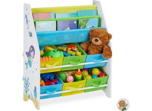 4052025911591 - Kinderregal Meer Motiv 6 Boxen 2 Fächer Kinderzimmer Spielzeug Aufbewahrung hbt 74 x 62 x 315 cm bunt - Relaxdays