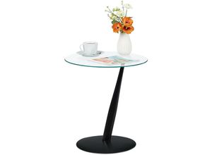 4052025380267 - Beistelltisch runder Couchtisch h x d 49 x 45 cm Glas & Stahl für Wohnzimmer moderner Sofatisch schwarz - Relaxdays