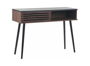 4251682289955 - Beliani - Konsolentisch Dunkler Holzfarbton mdf Platte Massivholz 40 x 110 x 80 cm Rustikal Retro Dunkler Holzoptik Wohnzimmer