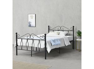 4059438575365 - [encasa] - Metallbett Apolda 120x200 cm Schwarz encasa