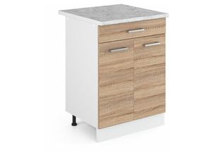 4251421930513 - Schubladenunterschrank R-Line 60 cm Weiß Sonoma modern 1 Schublade Arbeitsplatte Vicco