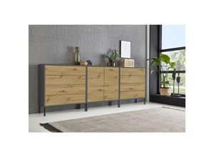 4260593582048 - Sideboard Mailand Set 4 grifflos Metallfüße Anthrazit Artisan Eiche - Grau - Bmg Möbel 4260593582048 - Sideboard Mailand Set 4 grifflos Metallfüße Anthrazit Artisan Eiche - Grau - Bmg Möbel