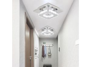 Image of Axhup - 2 Stück Deckenleuchte aus Kristall, Deckenlampe aus Edelstahl, LED-Deckenleuchte 12W für Wohnzimmer, Flur, Schlafzimmer