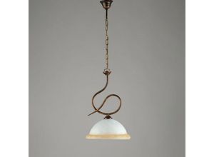 8050713211707 - Bonetti Illumina - Brown Gold Eisen Kronleuchter ein Licht Weiß und Bernstein Glas 30x h48 cm