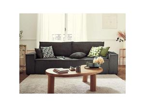 3701061724726 - Bestmobilier - Dellia – 3-sitzer sofa mit schlaffunktion – mit bettkasten – aus cord – zeitgenössischer stil - dunkelgrau