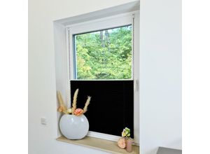 4251259484776 - Hago - Premium Klemmfix-Plissee ohne bohren Faltrollo Rollo Jalousie für Fenster Tür Schwarz 50 cm 100 cm - Schwarz