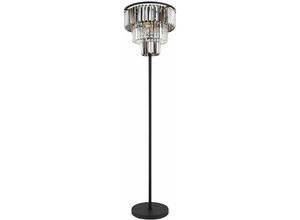 9007371487974 - - Stehlampe Glaskristalle Wohnzimmerlampe Standleuchte 3 flammig Metall schwarz matt Kristalle rauch klar 3x E27 DxH 40x180 cm 9007371487974 - - Stehlampe Glaskristalle Wohnzimmerlampe Standleuchte 3 flammig Metall schwarz matt Kristalle rauch klar 3x E27 DxH 40x180 cm