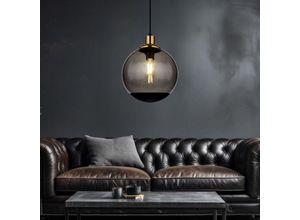 9007371496846 - - Hängelampe Glas modern Pendelleuchte Rauchglas Hängeleuchte schwarz Metall Glaskugel messing Retro 1x E27 Fassung DxH 25x120cm 9007371496846 - - Hängelampe Glas modern Pendelleuchte Rauchglas Hängeleuchte schwarz Metall Glaskugel messing Retro 1x E27 Fassung DxH 25x120cm