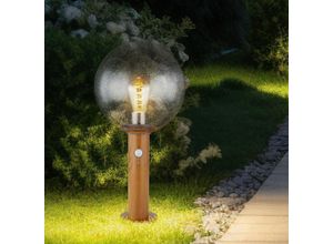 9007371496945 - Sockellampe mit Bewegungsmelder Sockeleuchte Außen Aussenstehleuchte Bewegungsmelder Alu Holzoptik Glaskugel Blasen-Optik 1x E27 Fassung DxH 9007371496945 - Sockellampe mit Bewegungsmelder Sockeleuchte Außen Aussenstehleuchte Bewegungsmelder Alu Holzoptik Glaskugel Blasen-Optik 1x E27 Fassung DxH