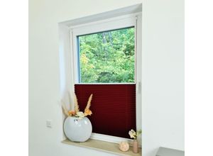 4251259484400 - Hago - Premium Klemmfix-Plissee ohne bohren Faltrollo Rollo Jalousie für Fenster Tür Burgunderrot 100 cm 200 cm - Burgunderrot