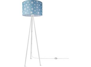 Image of Stehlampe Kinderlampe Kinderzimmer Stehleuchte Lampenschirm Sterne Mond Design 5 (Ø45,5 cm), Stehleuchte Dreinbein - Weiß - Paco Home