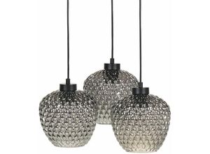 4255664832276 - Beliani - Hängelampe Grau Glasschirme Räuchereisen 3 Leuchte Modernes Design Wohnaccessoires Wohnzimmer - Grau