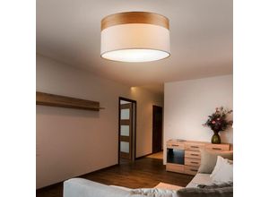 4059157042162 - Etc-shop - Decken Leuchte Schlafzimmer Textil Schirm Lampe Holz Strahler im Set inkl led Leuchtmittel