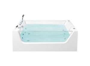 4251682261432 - Beliani - Whirlpool-Badewanne Weiß 170 x 80 cm Freistehend Sanitäracryl Beidseitiges Sichtfenster Rechteckig Badezimmer Elegantes Modernes Design