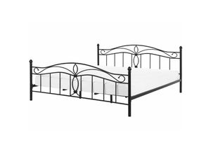 4260580928743 - Beliani - Bett Schwarz Metall 180 x 200 cm mit Lattenrost hohem Kopfteil Verzierungen Romantisch Klassisch für Mädchen Jugendzimmer Schlafzimmer