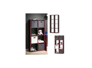 4066731037155 - Raumteiler Standregal Bücherregal 8 Fächer Scutum Schwarz Rot Hochregal 4066731037155 - Raumteiler Standregal Bücherregal 8 Fächer Scutum Schwarz Rot Hochregal