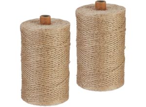 4052025460402 - Juteschnur 1 mm 2 Rollen Jutegarn je 500 m biologisch abbaubar Basteln Garten Verpackung Kordel natur - Relaxdays